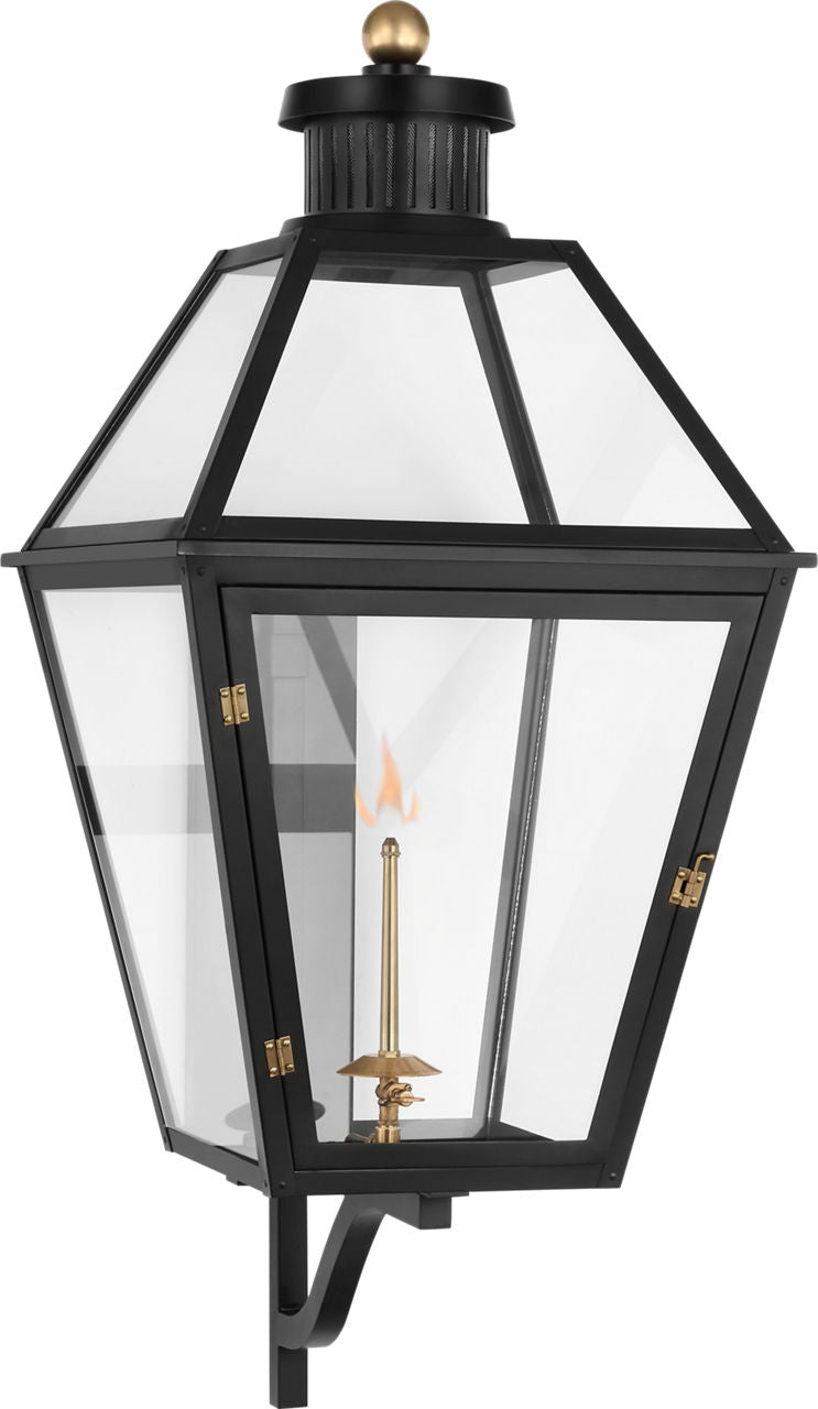 Stratford XL Bracketed Gas Wall Lantern | Matte Black | Clear Glass