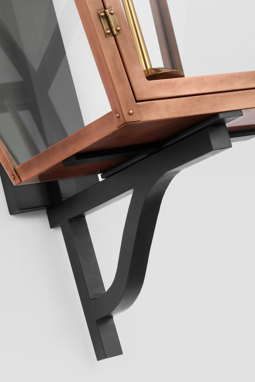 Stratford XL Bracketed Gas Wall Lantern | Soft Copper | Clear Glass