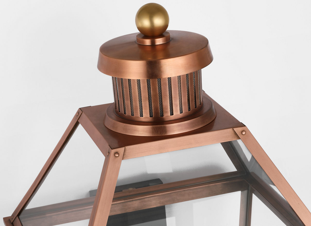 Stratford XL Bracketed Gas Wall Lantern | Soft Copper | Clear Glass