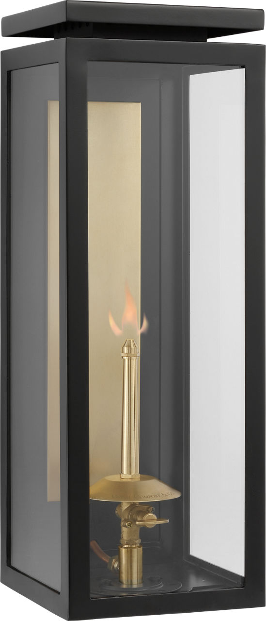 Fresno Medium 3/4 Gas Wall Lantern | Matte Black | Clear Glass