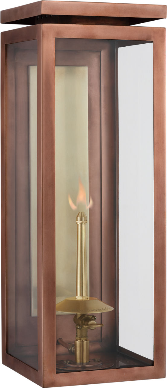 Fresno Medium 3/4 Gas Wall Lantern | Soft Copper | Clear Glass