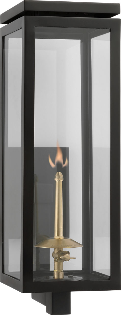 Fresno Medium Bracketed Gas Wall Lantern | Matte Black | Clear Glass