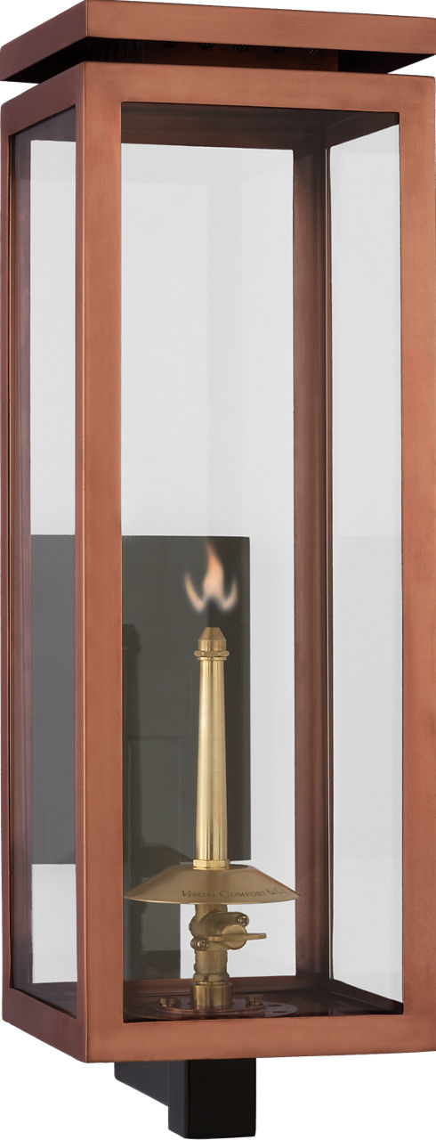 Fresno Medium Bracketed Gas Wall Lantern | Soft Copper | Clear Glass