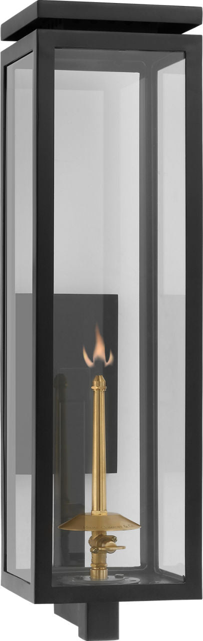Fresno Large Bracketed Gas Wall Lantern | Matte Black | Clear Glass