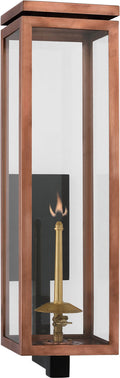 Fresno Large Bracketed Gas Wall Lantern | Soft Copper | Clear Glass