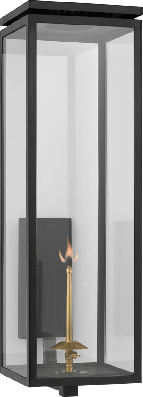 Fresno Grande Bracketed Gas Wall Lantern | Matte Black | Clear Glass