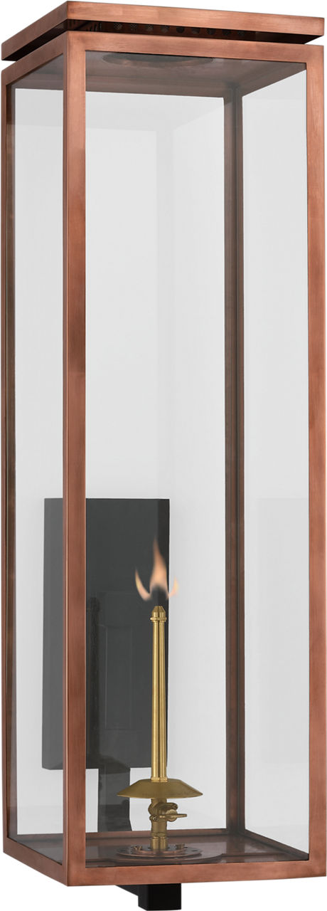 Fresno Grande Bracketed Gas Wall Lantern | Soft Copper | Clear Glass