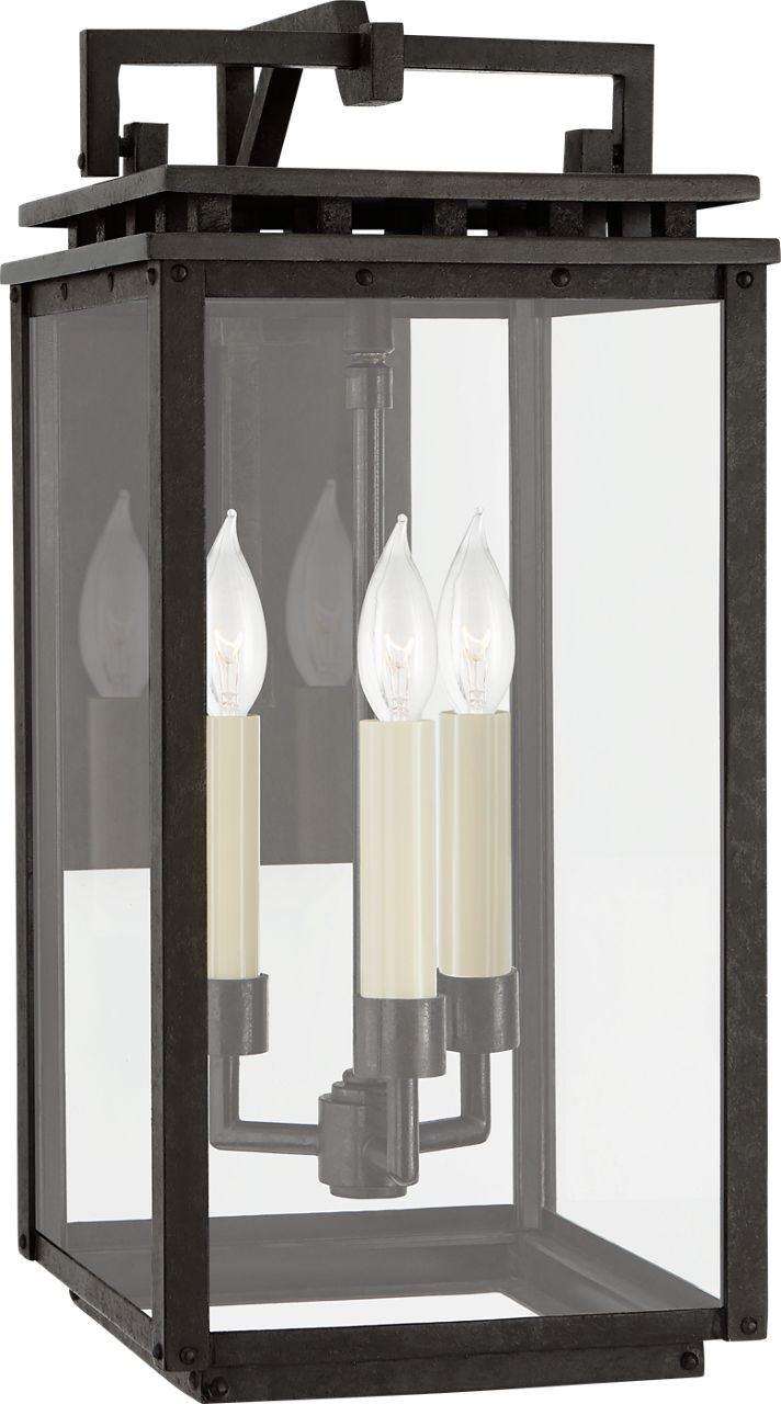 Cheshire Small Bracketed Wall Lantern | Aged Iron | Clear Glass