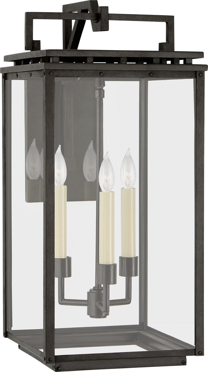 Cheshire Medium Bracketed Wall Lantern | Aged Iron | Clear Glass