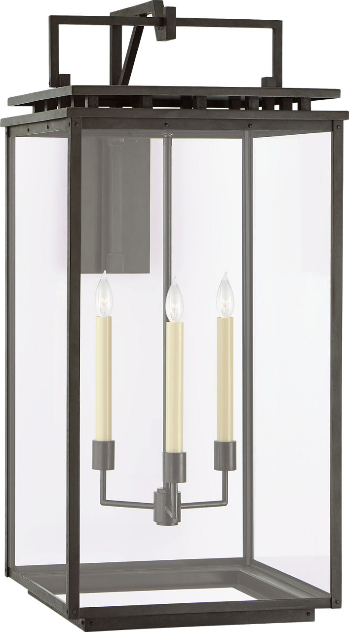 Cheshire Grande Bracketed Wall Lantern | Aged Iron | Clear Glass