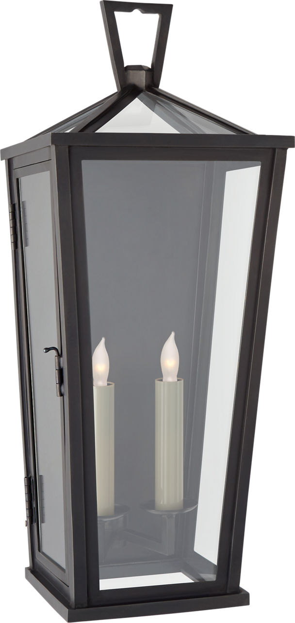 Darlana Medium Tall 3/4 Wall Lantern | Bronze | Clear Glass