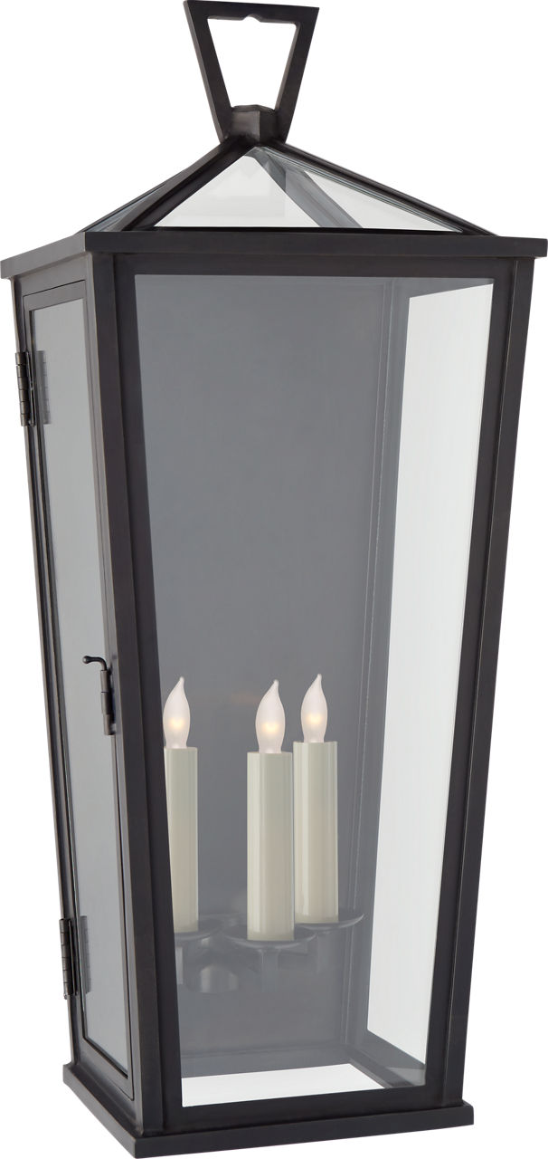 Darlana Large Tall 3/4 Wall Lantern | Bronze | Clear Glass