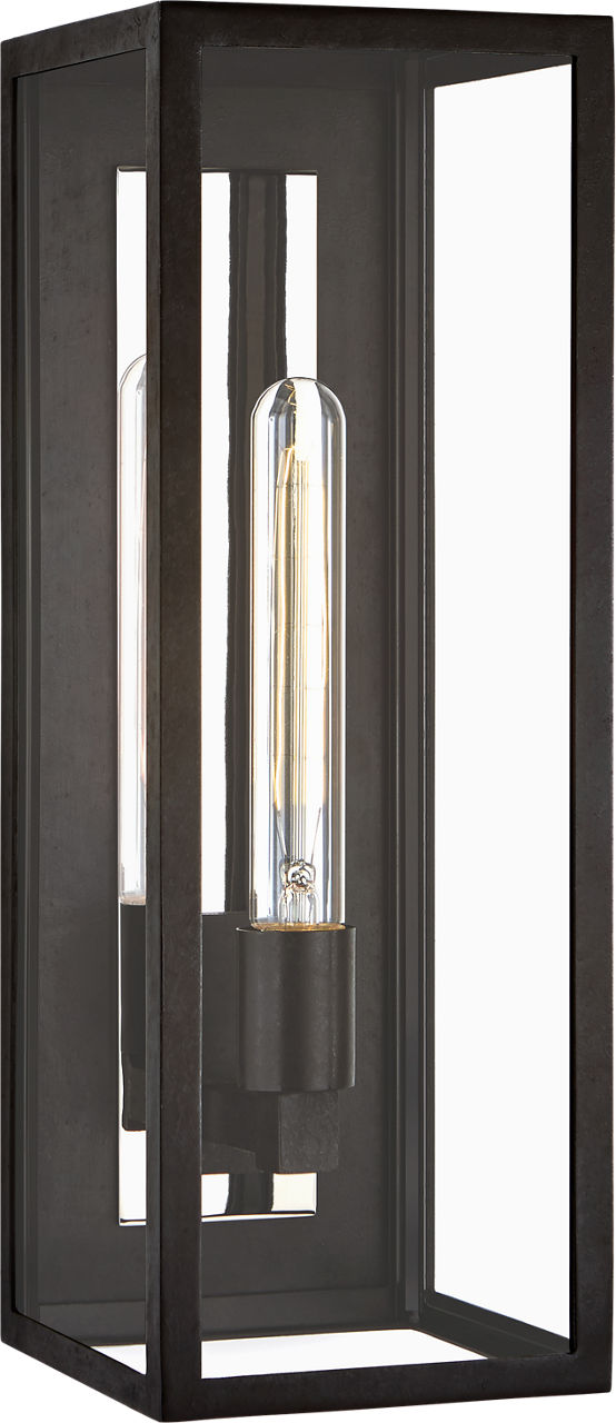 Fresno Large 3/4 Wall Lantern | Aged Iron | Clear Glass