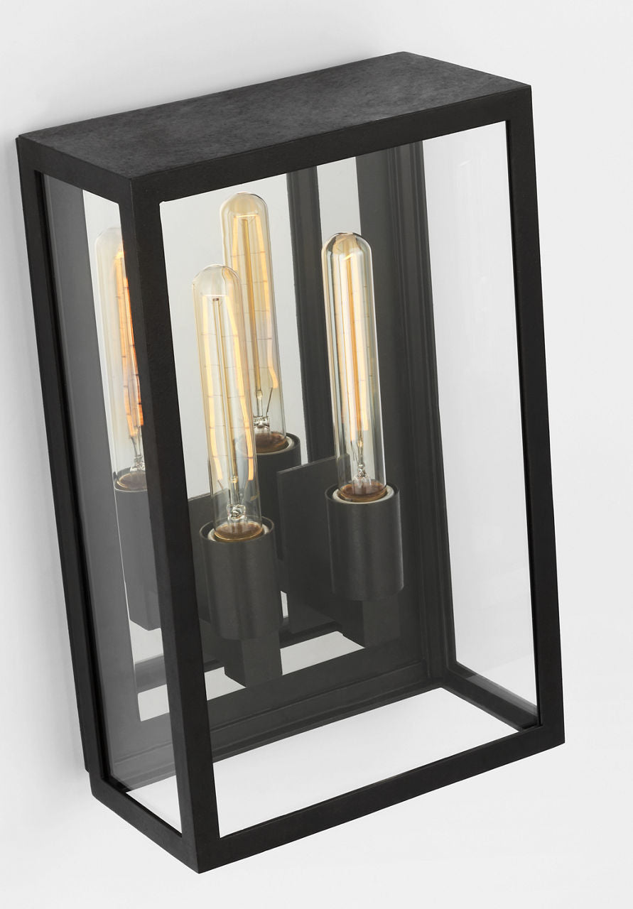 Fresno Medium 2-Light 3/4 Wall Lantern | Aged Iron | Clear Glass