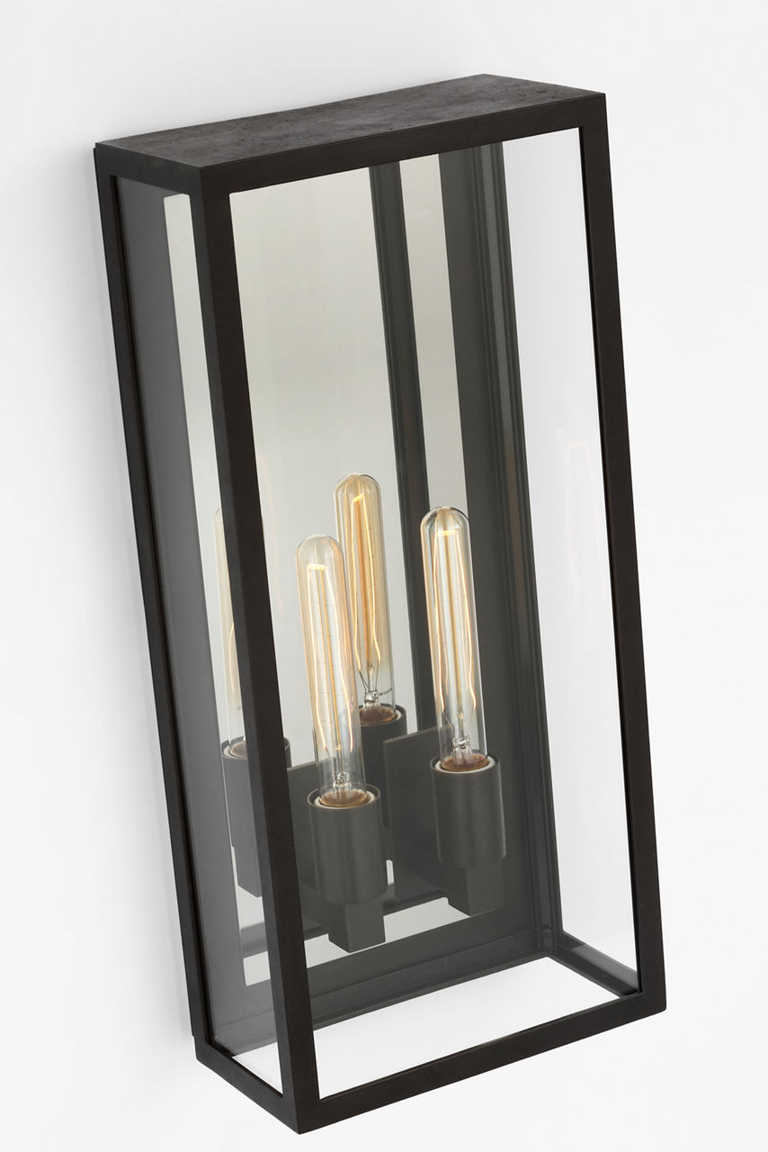 Fresno Large 2-Light 3/4 Wall Lantern | Aged Iron | Clear Glass