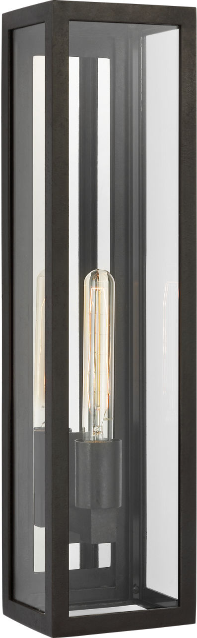Fresno Large Tall 3/4 Wall Lantern | Aged Iron | Clear Glass