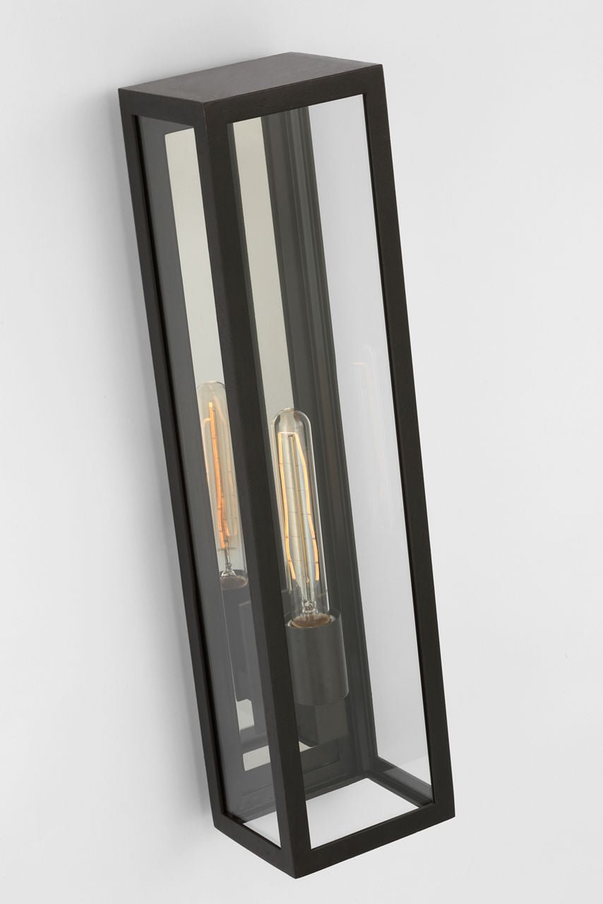 Fresno Large Tall 3/4 Wall Lantern | Aged Iron | Clear Glass
