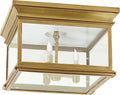 Club Large Square Outdoor Flush Mount | Antique-Burnished Brass | Clear Glass