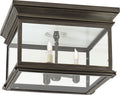 Club Large Square Outdoor Flush Mount | Bronze | Clear Glass