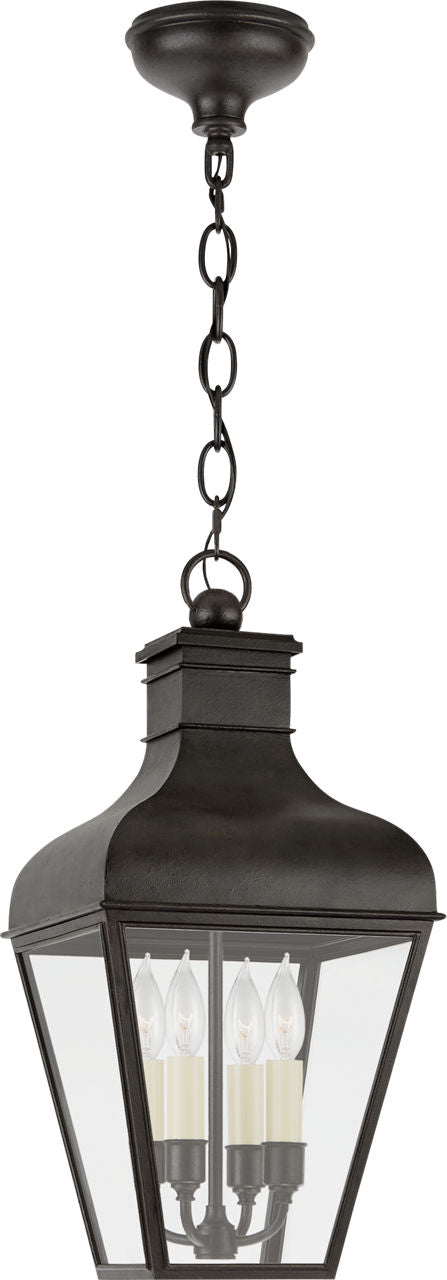 Fremont Medium Hanging Lantern | French Rust | Clear Glass