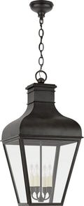 Fremont Large Hanging Lantern | French Rust | Clear Glass