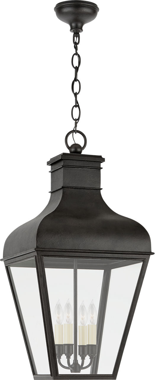 Fremont Large Hanging Lantern | French Rust | Clear Glass