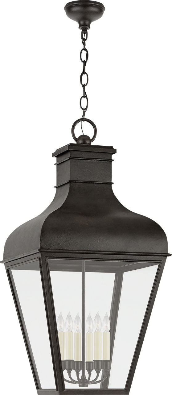 Fremont Grande Hanging Lantern | French Rust | Clear Glass