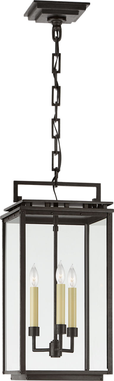 Cheshire Medium Hanging Lantern | Aged Iron | Clear Glass