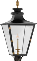 Albermarle Gas Post Light | Matte Black and Brass | Clear Glass