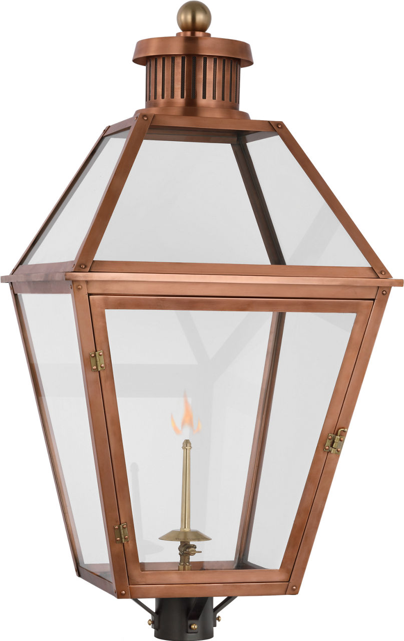 Stratford Gas Post Light | Soft Copper | Clear Glass