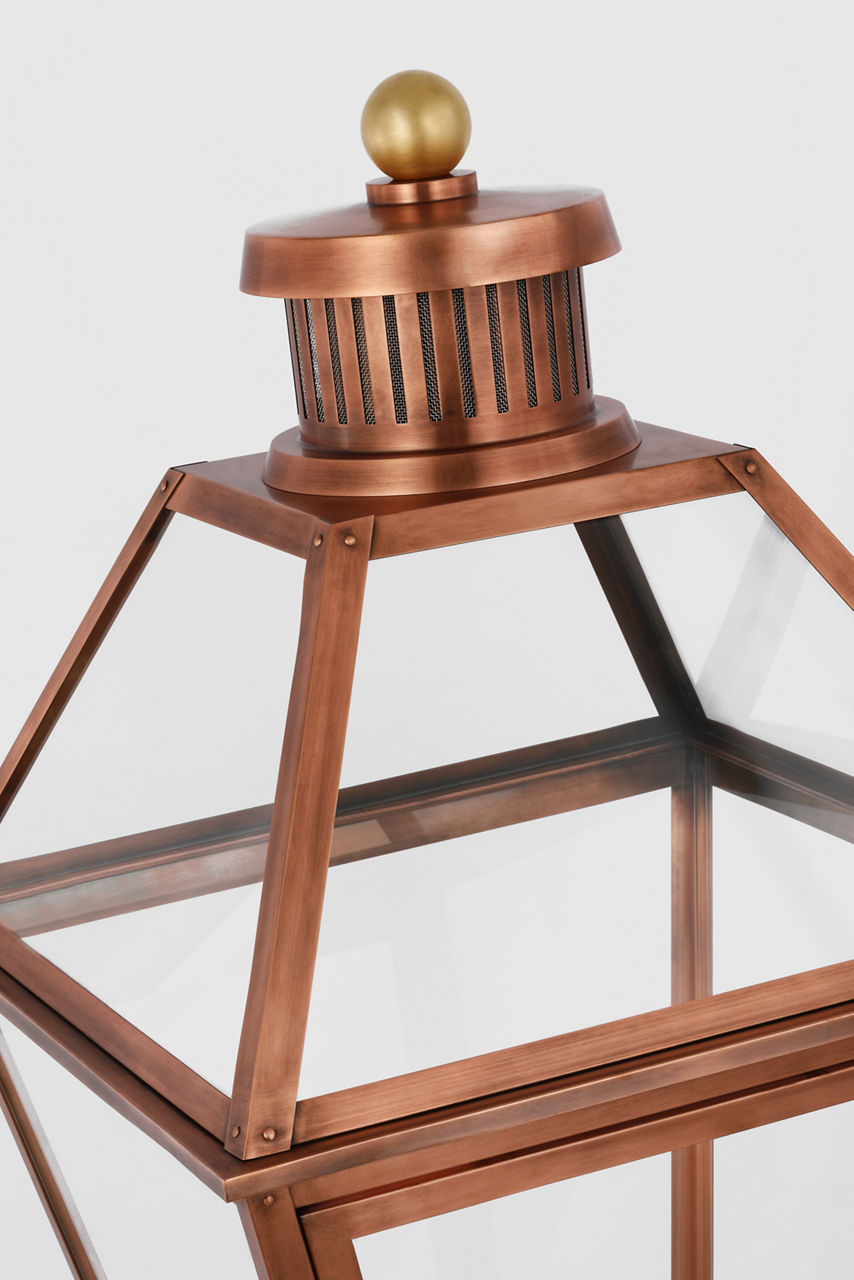 Stratford Gas Post Light | Soft Copper | Clear Glass
