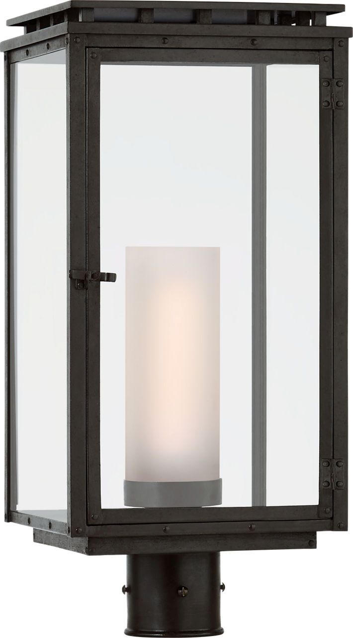 Cheshire Post Light | Aged Iron | Clear Glass