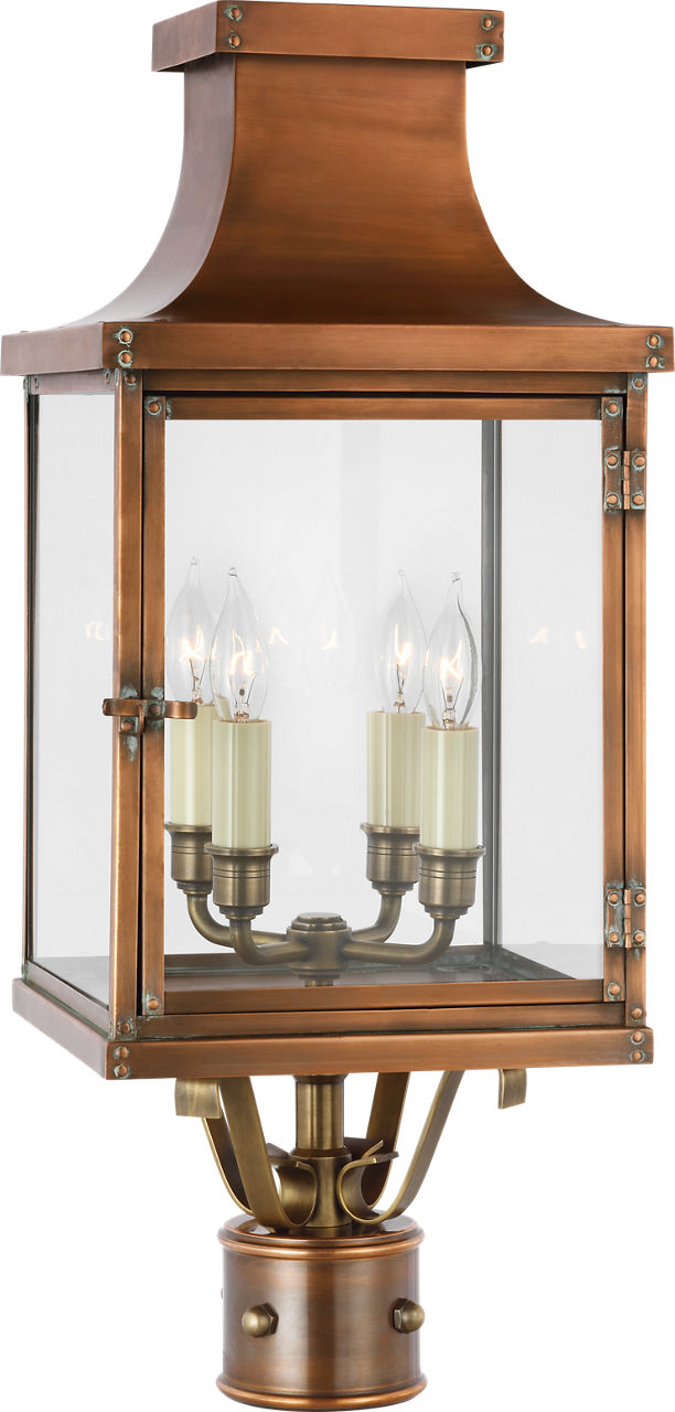 Bedford Post Lantern | Natural Copper | Clear Glass