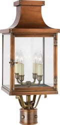 Bedford Post Lantern | Natural Copper | Clear Glass