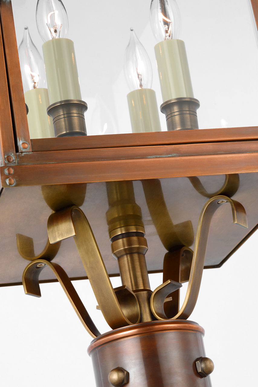 Bedford Post Lantern | Natural Copper | Clear Glass