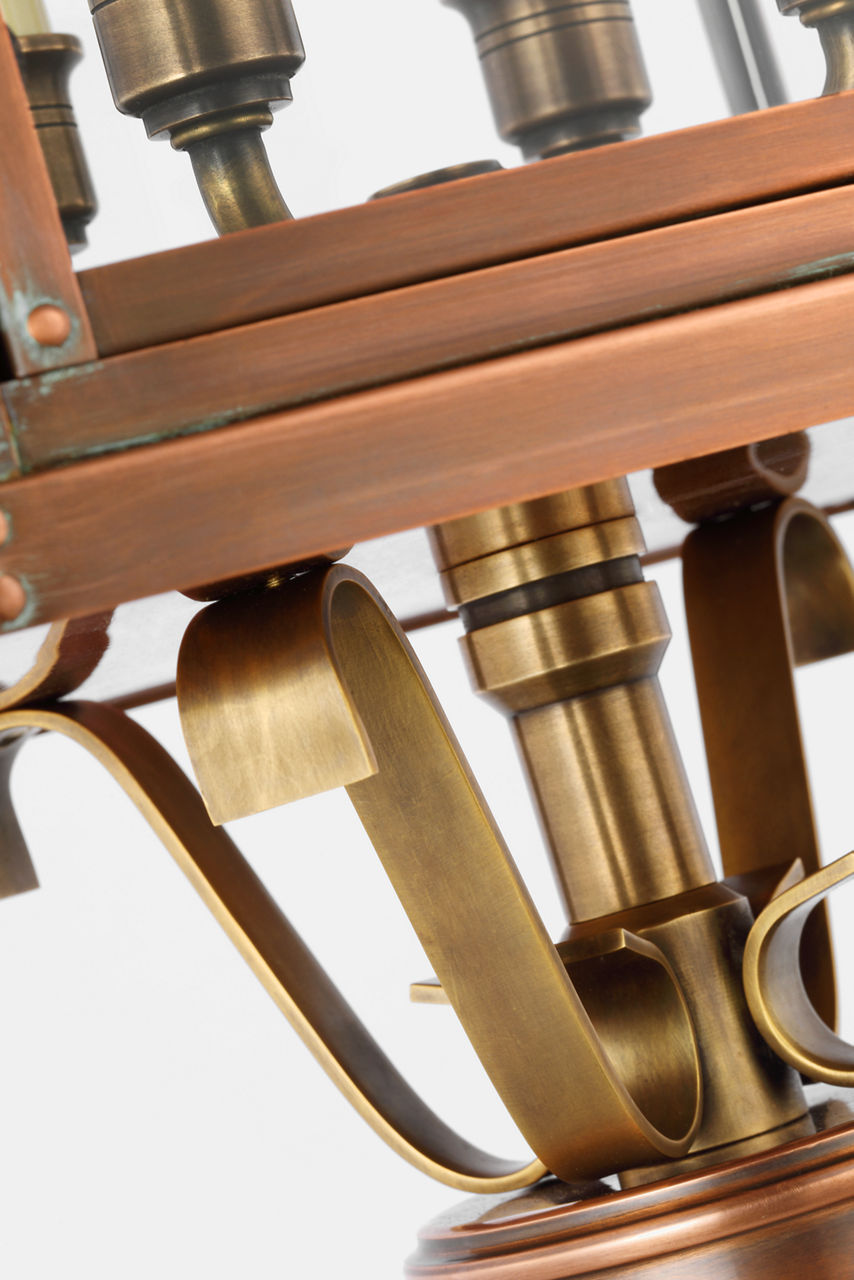 Bedford Post Lantern | Natural Copper | Clear Glass