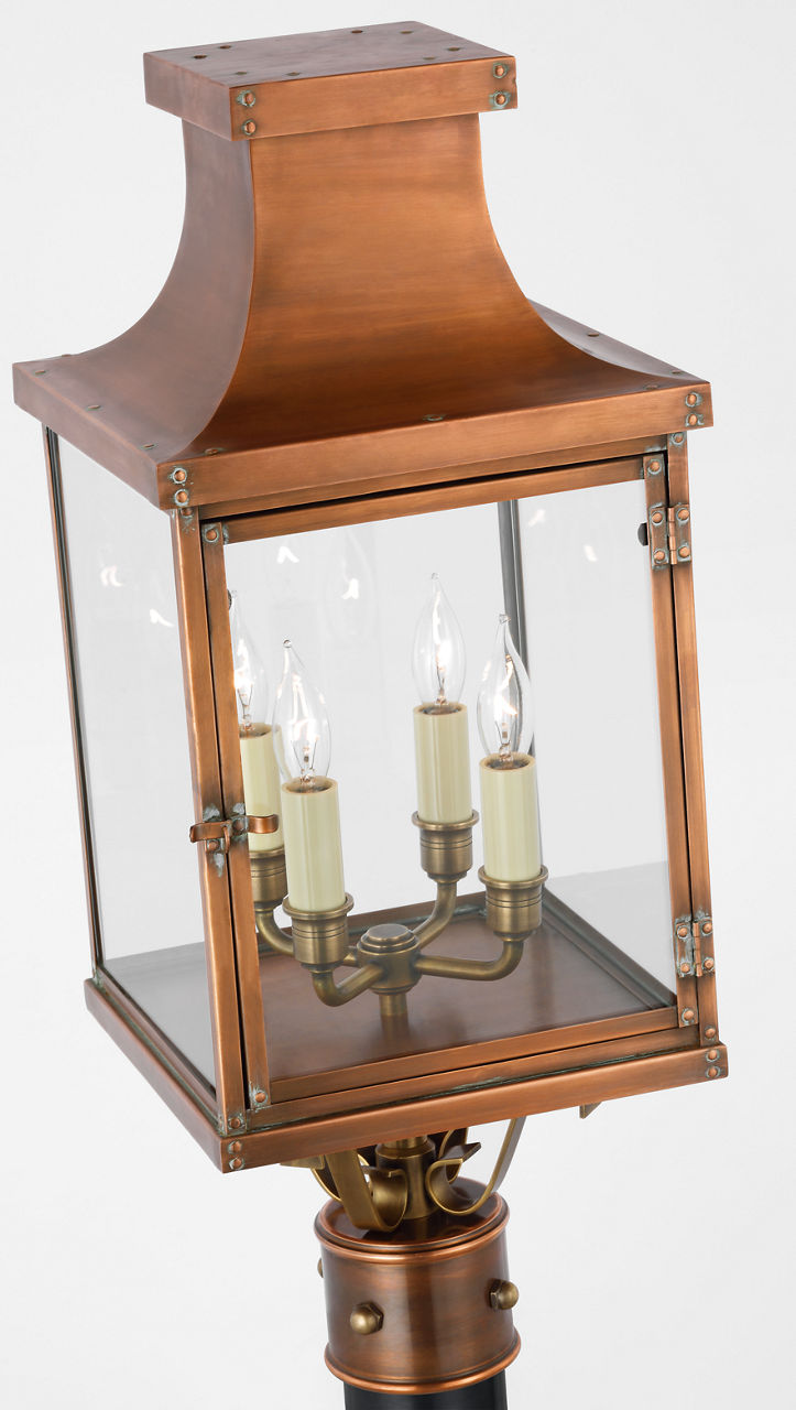 Bedford Post Lantern | Natural Copper | Clear Glass