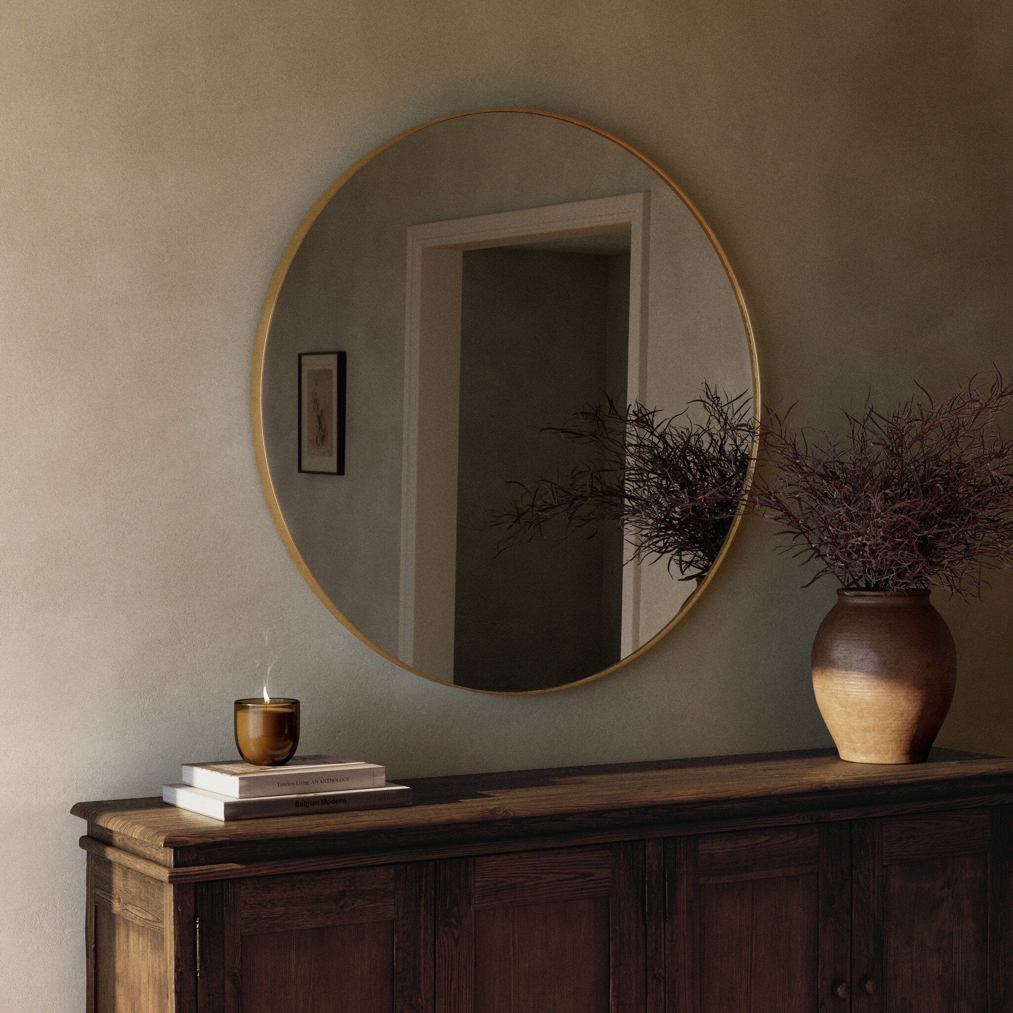 Bellvue Round Mirror - Polished Brass