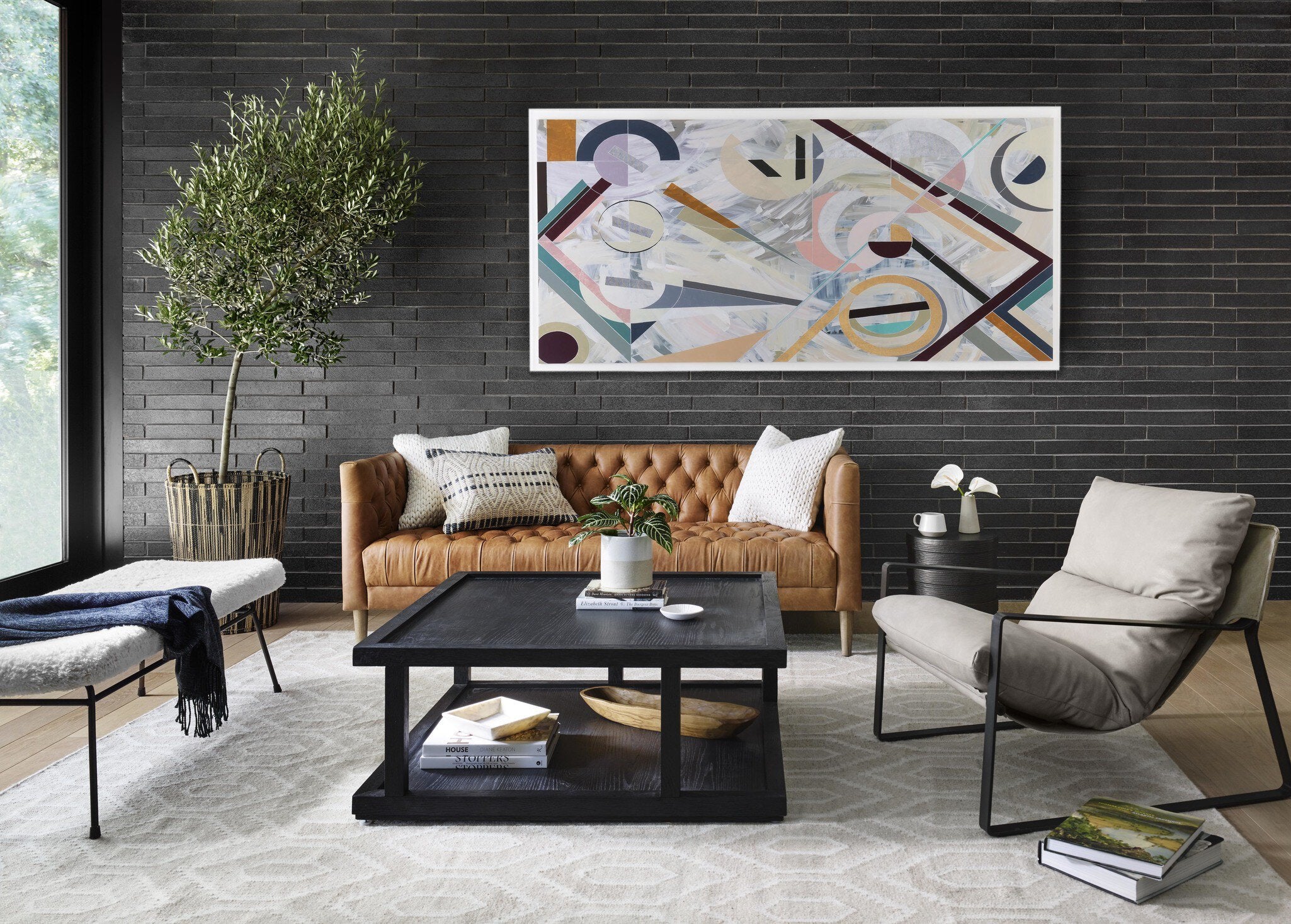 Charley Coffee Table - Drifted Matte Black Veneer