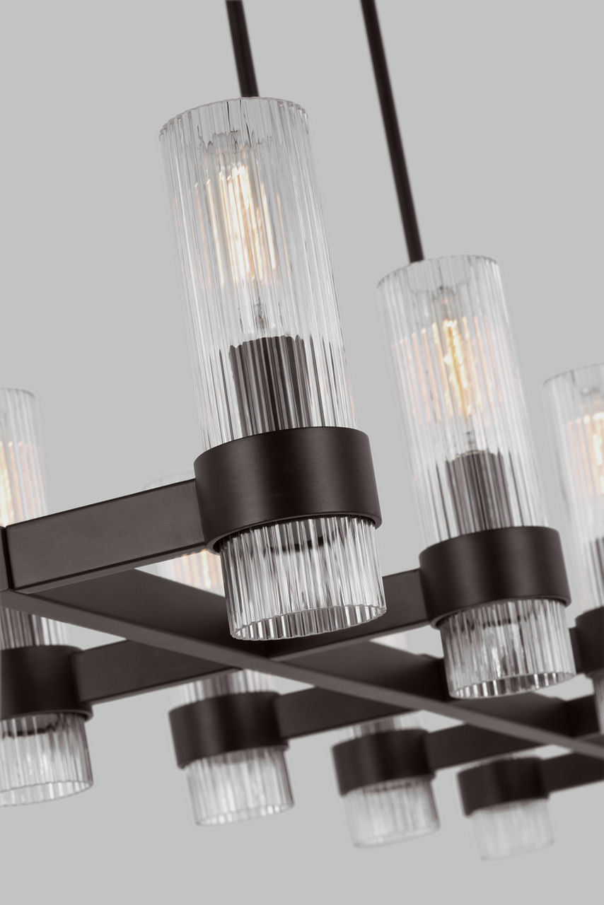 Geneva Large Linear Chandelier | Aged Iron