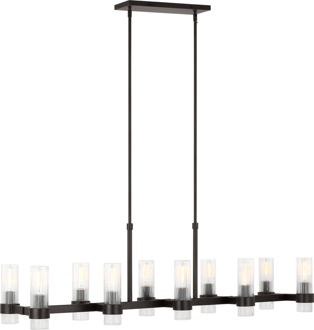 Geneva Large Linear Chandelier | Aged Iron