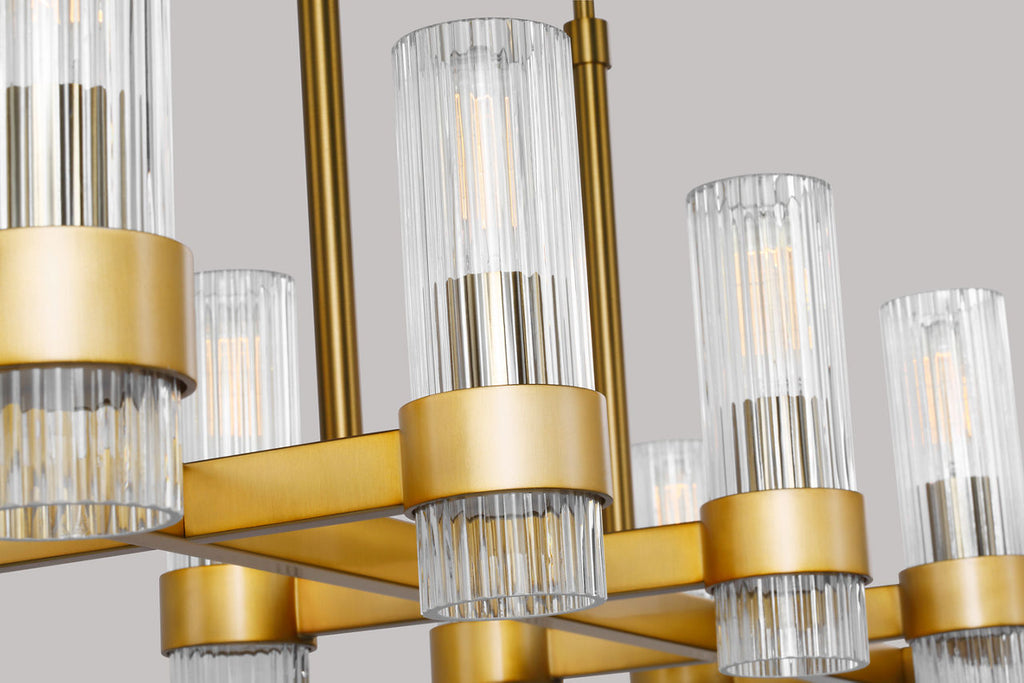 Geneva Large Linear Chandelier | Burnished Brass