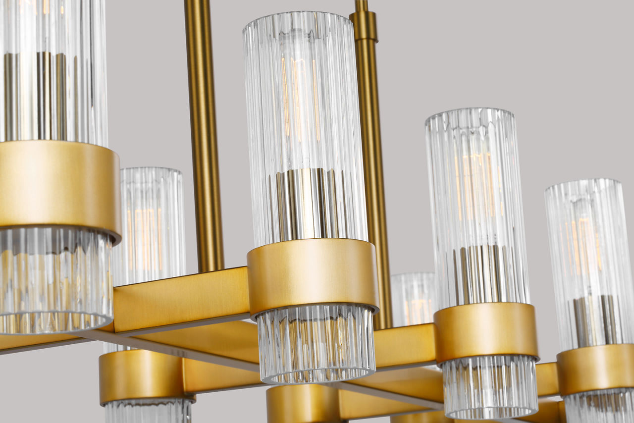 Geneva Large Linear Chandelier | Burnished Brass