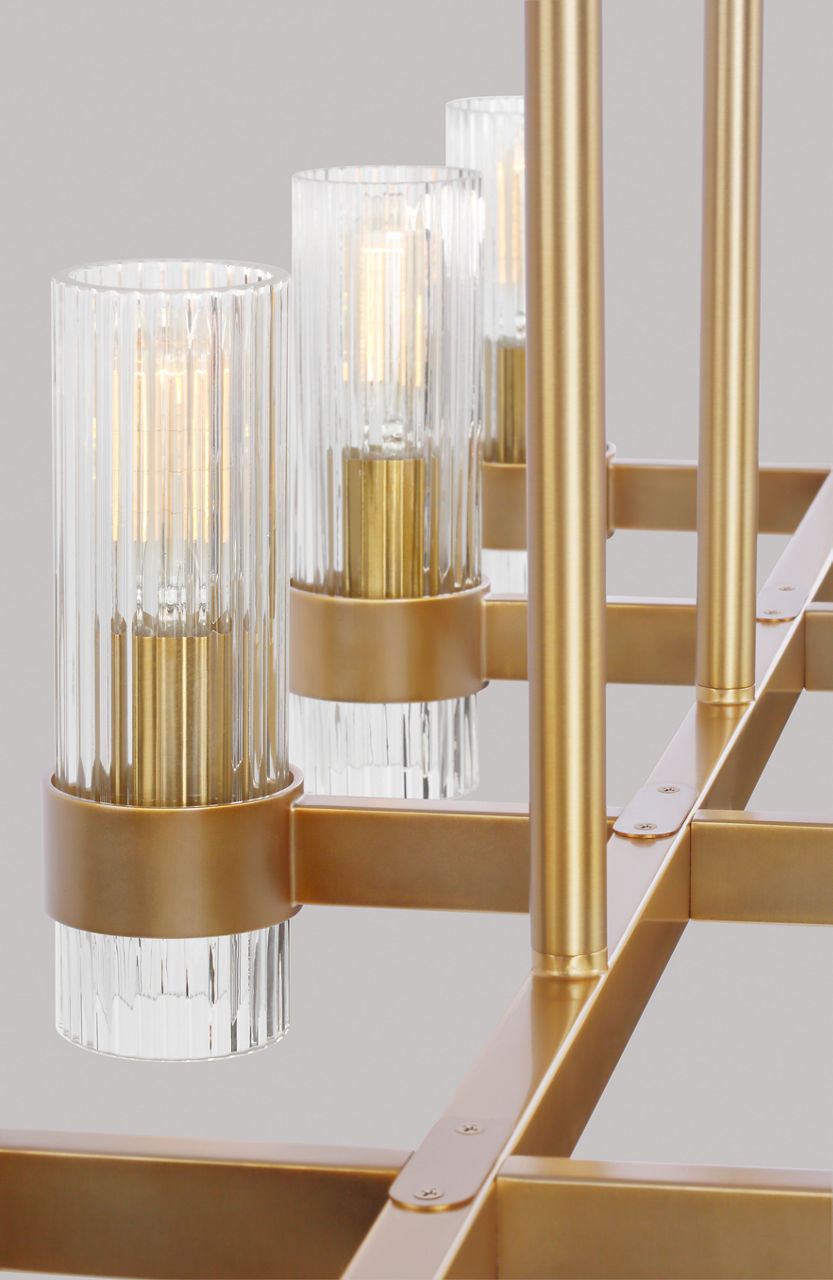 Geneva Large Linear Chandelier | Burnished Brass
