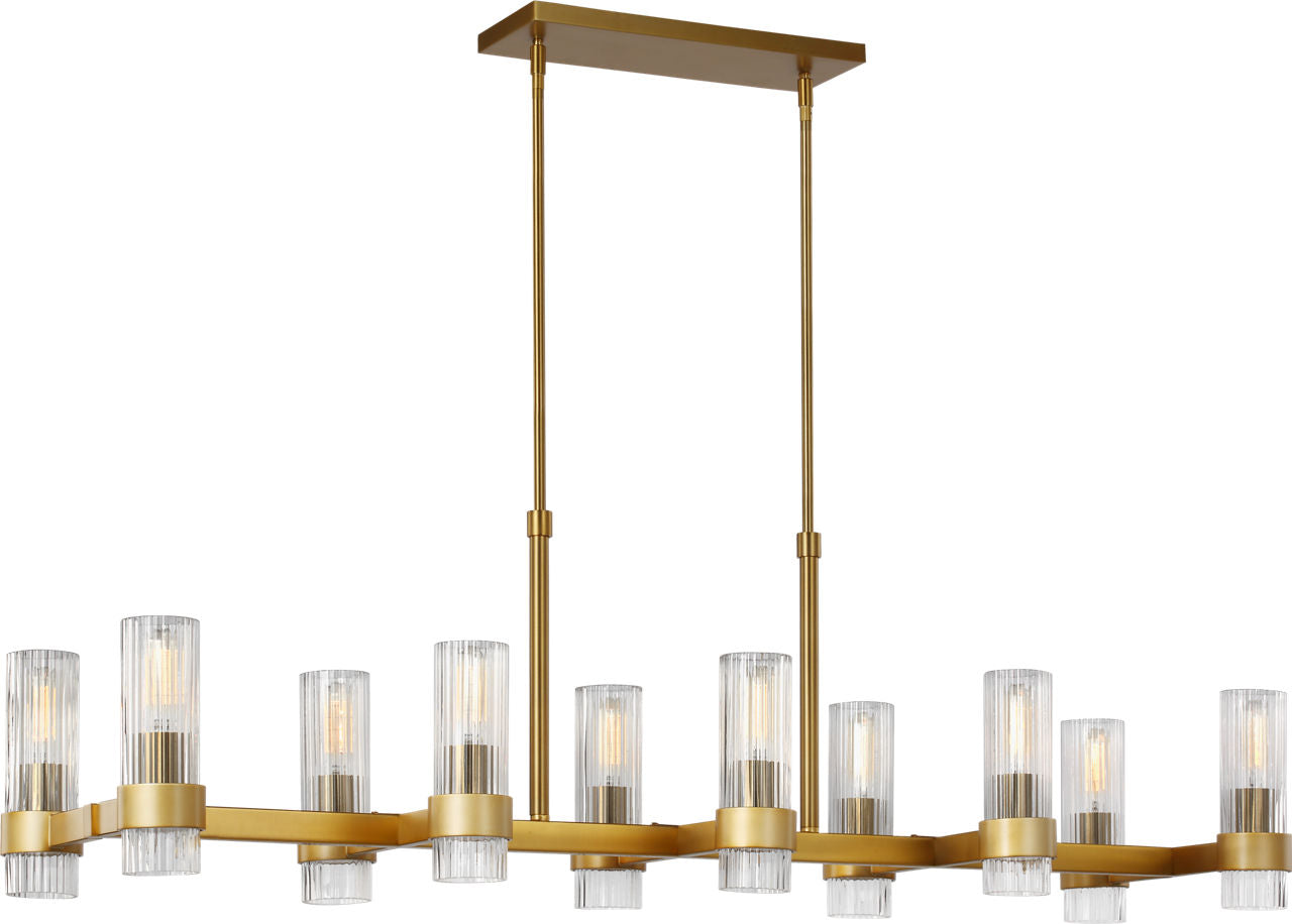 Geneva Large Linear Chandelier | Burnished Brass