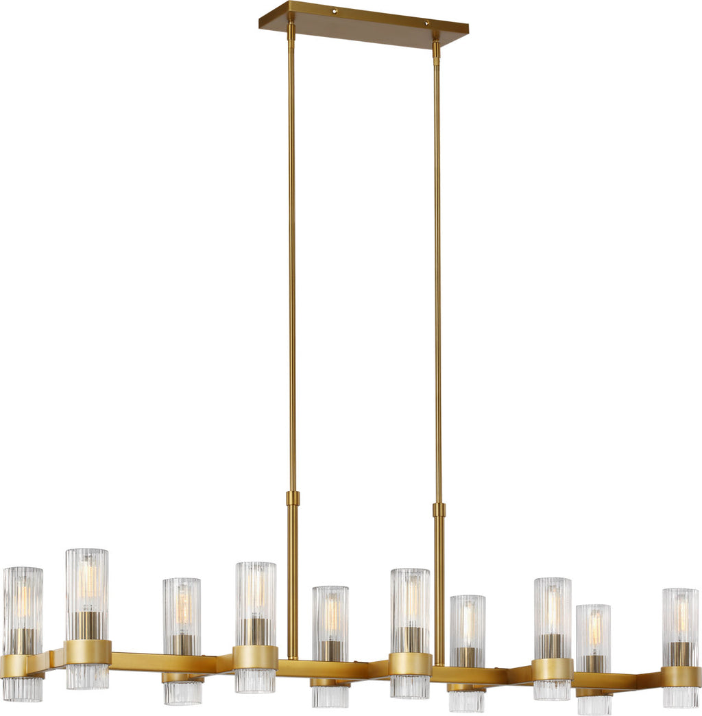 Geneva Large Linear Chandelier | Burnished Brass