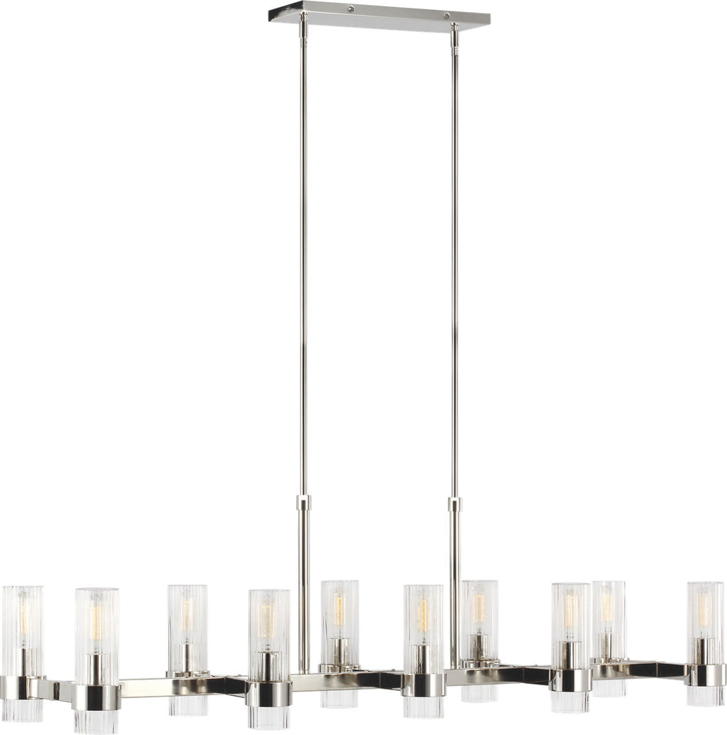 Geneva Large Linear Chandelier | Polished Nickel