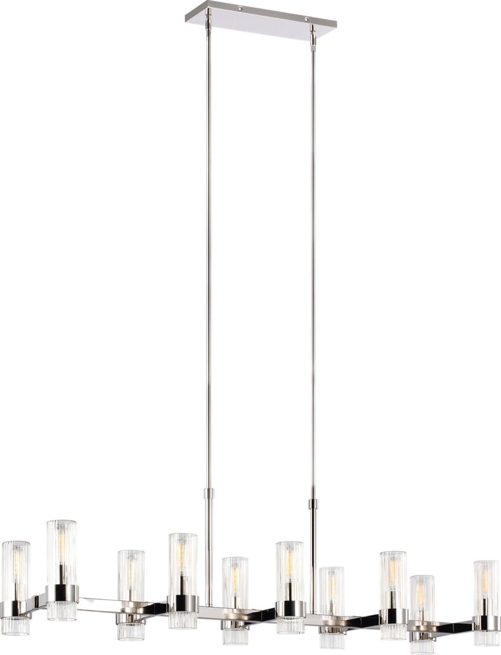 Geneva Large Linear Chandelier | Polished Nickel