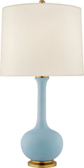 Coy Medium Table Lamp | Matte Sky Blue | Linen Shade