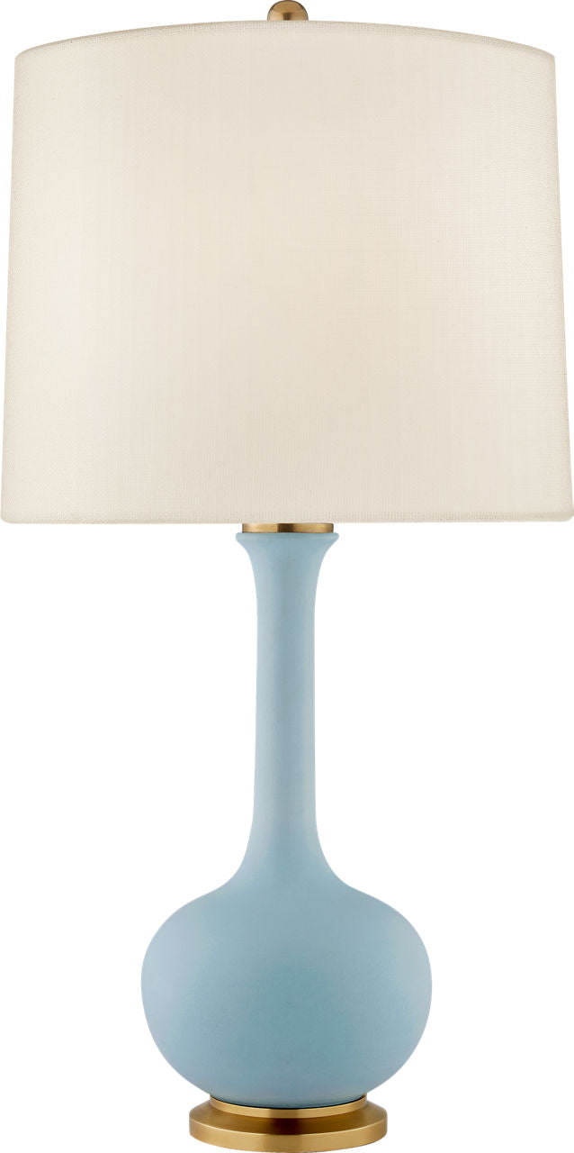 Coy Medium Table Lamp | Matte Sky Blue | Linen Shade